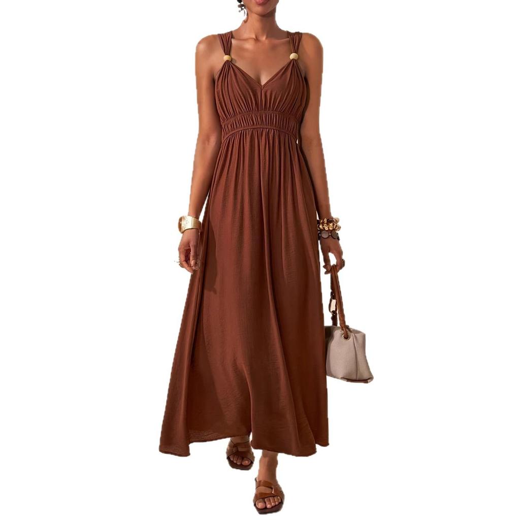 Elegant Deep V-Neck Sleeveless A-Line Dress, Spring/Summer 2026 Collection