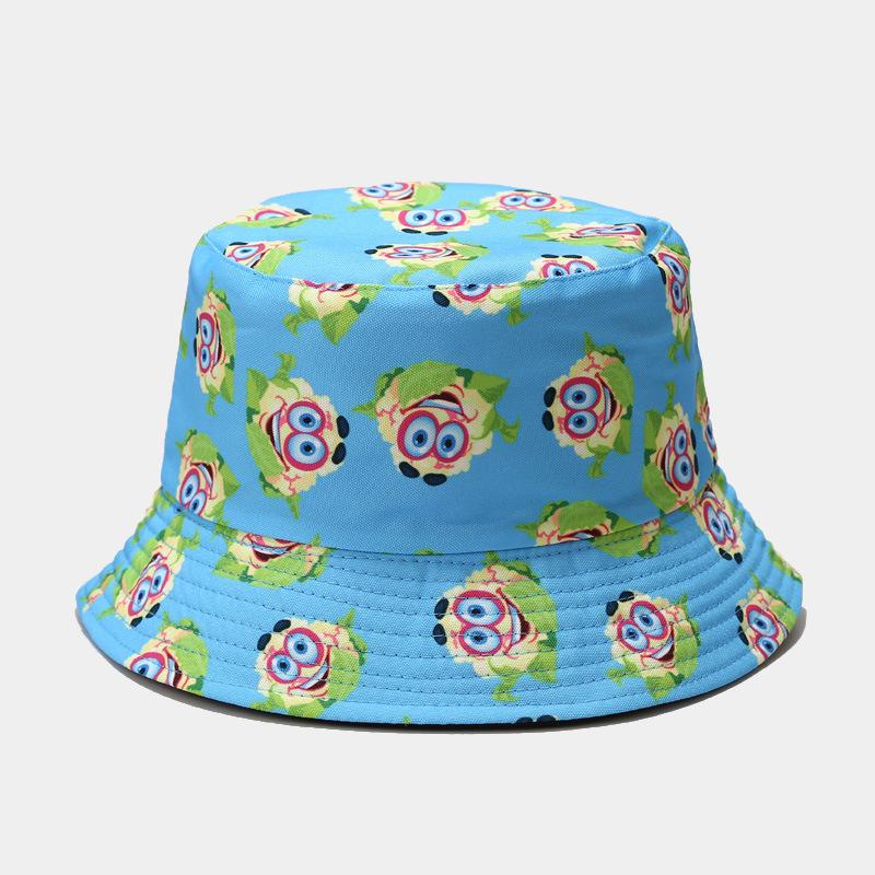 Sombrero de pescador con estampado creativo de vegetales para mujer, sombrero para el sol para exteriores, de verano, versátil
