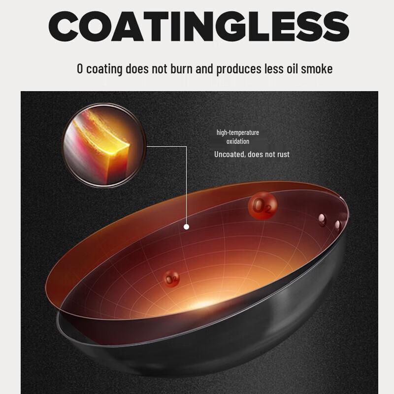 VELOSAN 32cm Coating-Free Wrought Iron Wok