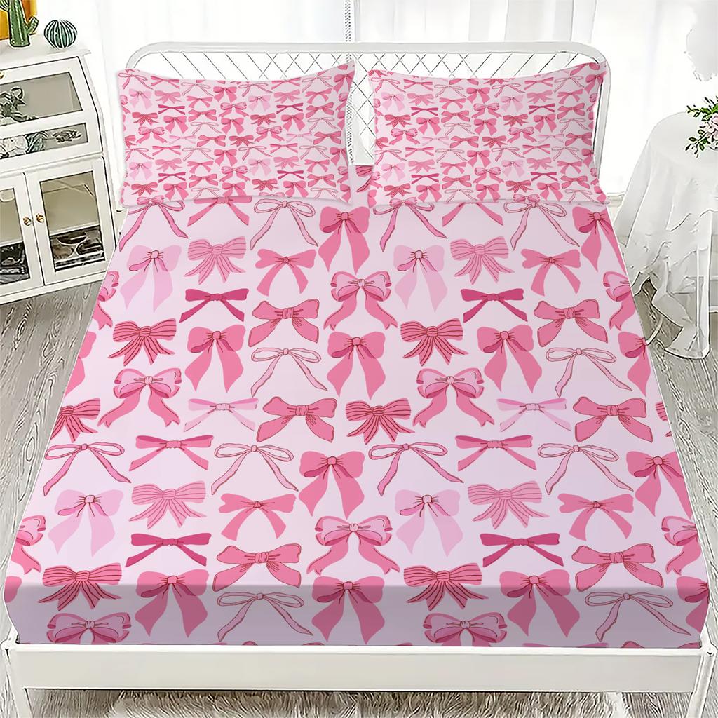 Bowknot Personalized Fitted Sheet Set Bowknot Personalized Bedding Set Comfortable Skin Friendly Cute Style 120x220cm