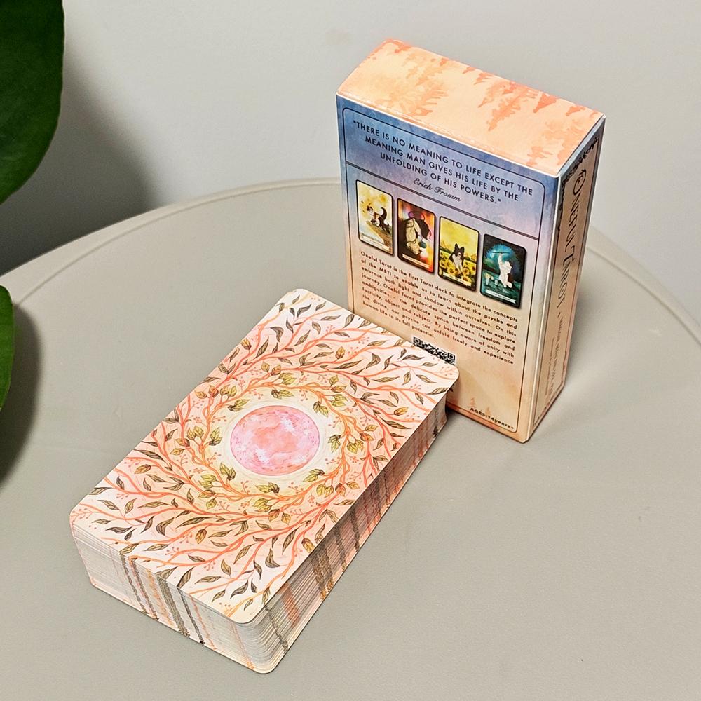 Oneful Tarot Deck 10.3*6cm 78-Card MBTI Integrated Tarot for Cat & Dog Lovers Kawaii Animal Art