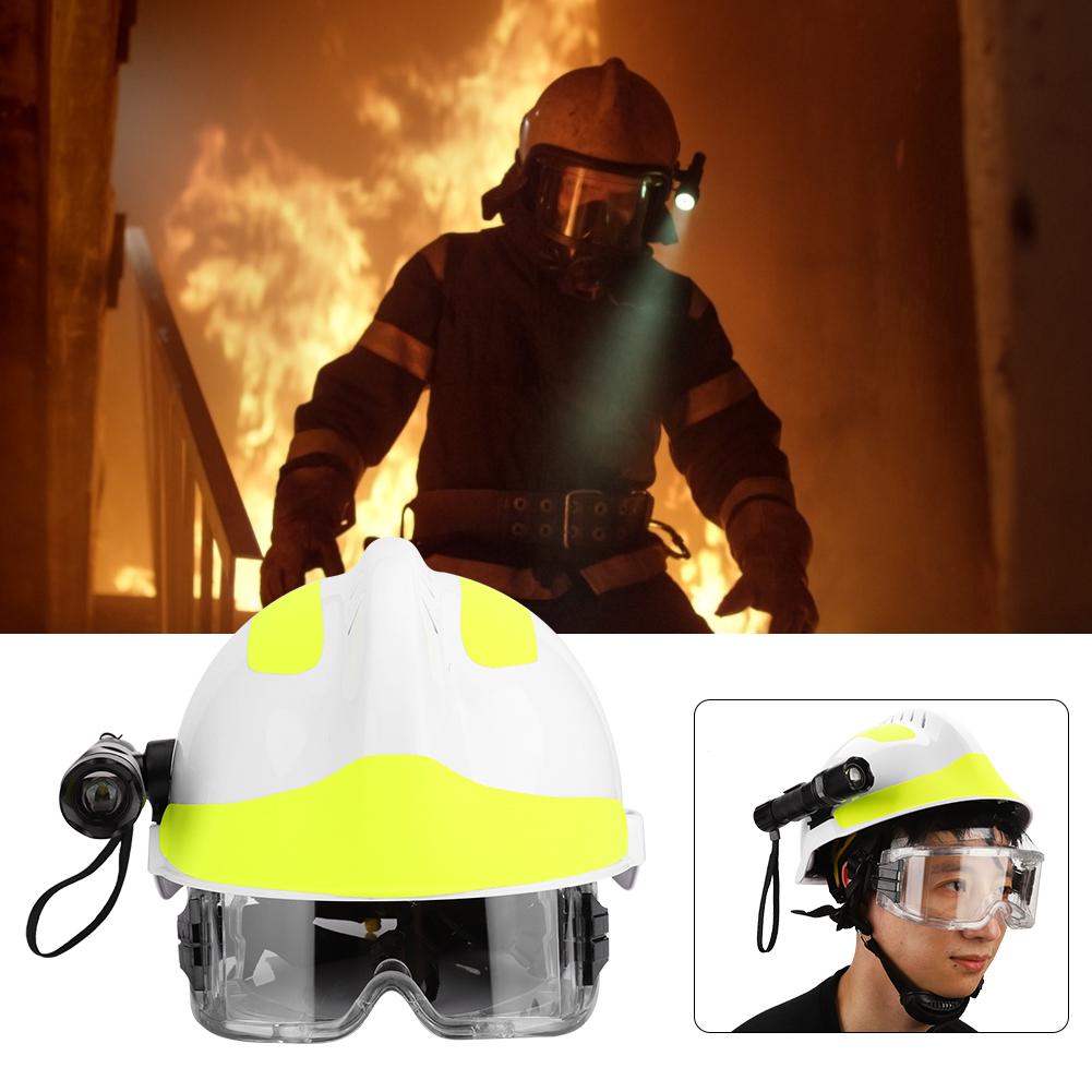 Nødredning Sikkerhetshjelmer Støtbeskyttelse Brannmann Beskyttende Vernehjelm med Hodelykt og