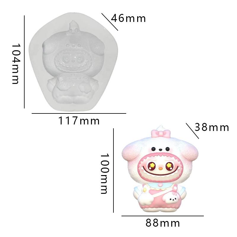 Kawaii Labubu Silikonform Søtt Tegneseriebilde Bakeform DIY Sjokoladekake Godteri Bakeform Håndverksverktøy