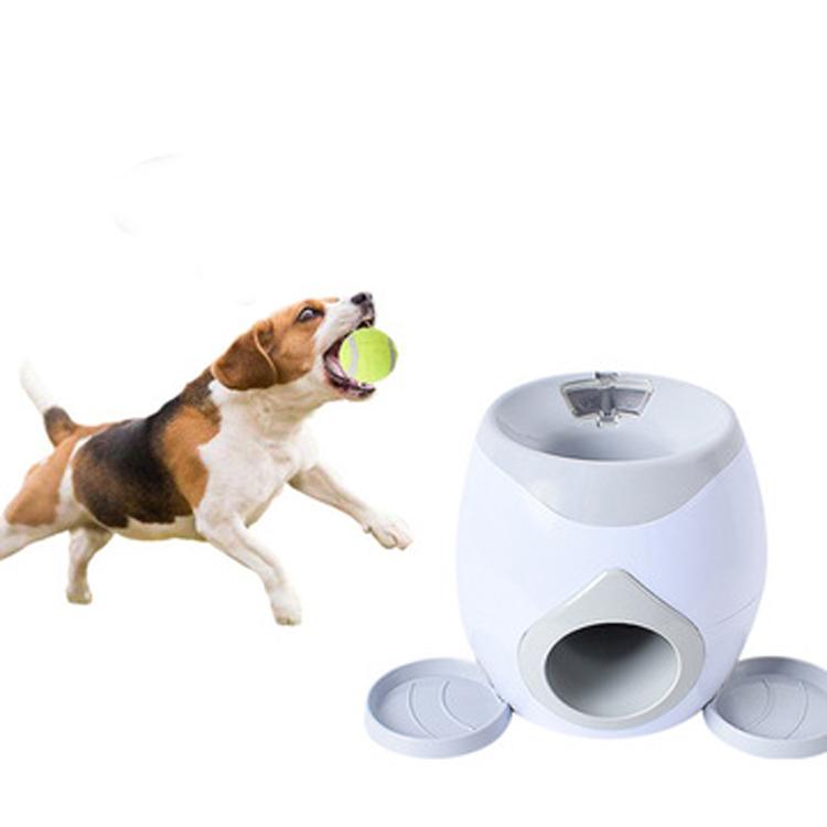 Pet Dog Food Treat Interactive Toy Automatic Pet Food Rewards Ball Launcher Tennis Ball Thrower Dog Slow Feeder Ball Game Toy белый