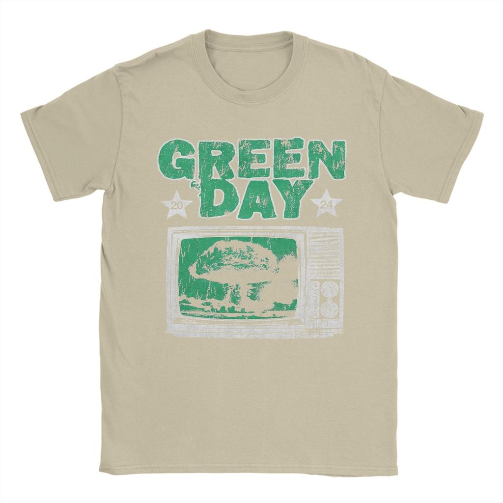 Green Day Band T-Shirts for Men  Novelty Cotton Tee Shirt Round Collar Short Sleeve T Shirt Plus Size Tops