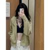 Women's Gray Slim-Fit Hooded Zip-Up Sweatshirt Jacket - Spring & Autumn Cardigan