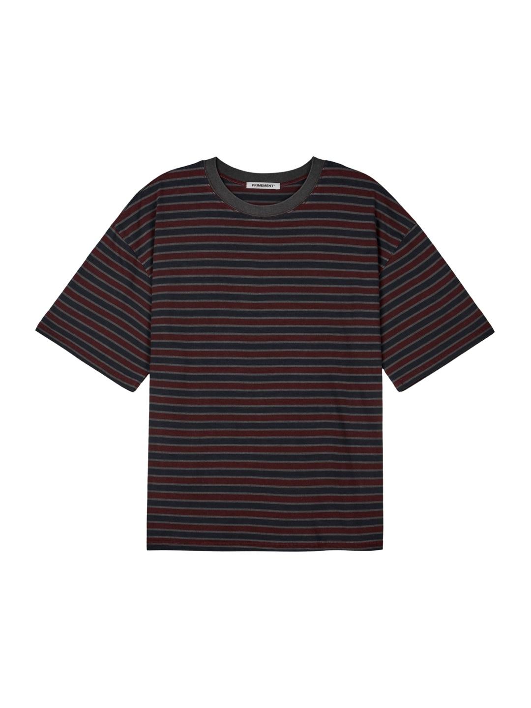 Primoment Vintage Striped Dyed Short Sleeve T-Shirt Charcoal F