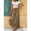 Bohemian Side Hollow Out Embroidery Elastic Waist Loose Wide Leg Long Pants