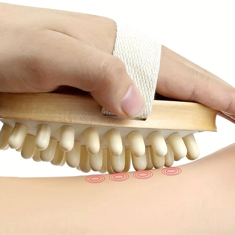 Wooden Body Massage Brush Eco-friendly Smooth Wood Nodes Soft Hand Strap for Shower Lymphatic Drainage Care