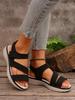 2025 summer new large size foreign trade women's sandals casual fashion Velcro platform low heel flat Roman sandals women