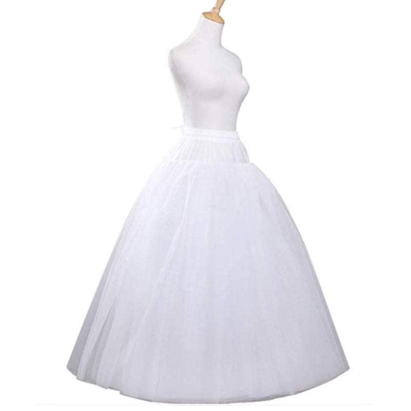 Women's 4 Layers A-Line Floor Length Wedding Ball Gown Petticoat Underskirt Crinoline White Wedding Dress Petticoat