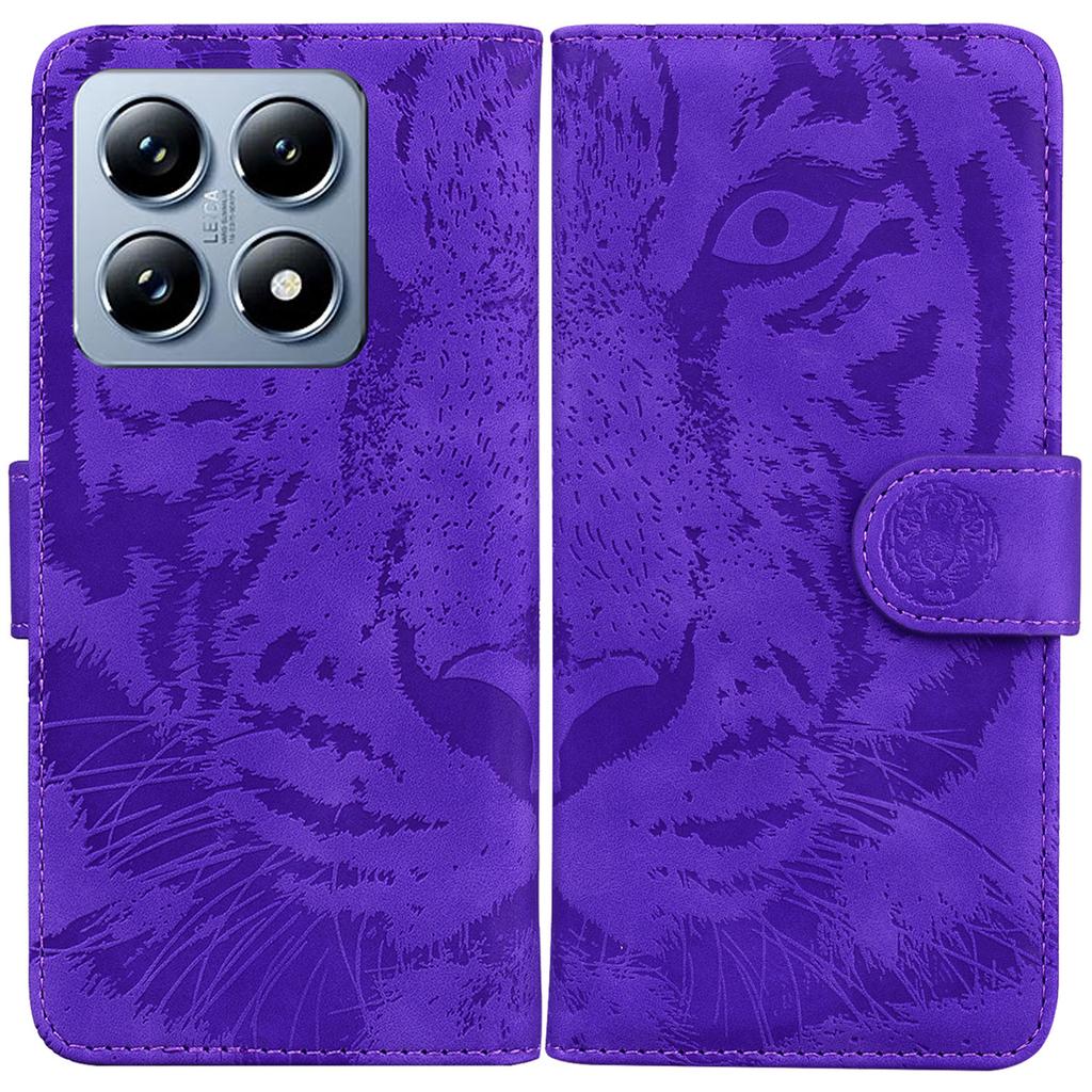 For Xiaomi 14T Case Tiger Imprint Leather Wallet Phone Cover