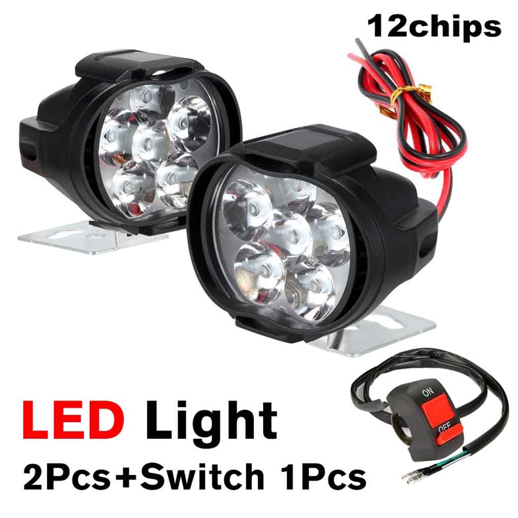 2Pcs Motorcycle Light Front Fog Driving Light with Switch Motorbike Accessory