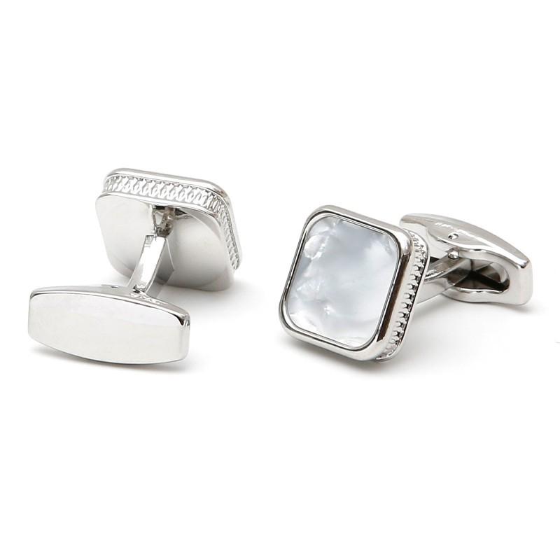 Men s Cufflinks Light Luxury French Shell Square Metal Smuggling Ornaments alloy