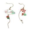 1 Pair Women Earrings Fan Crane Asymmetry Jewelry Animal Pendant Faux Pearl Painted Hook Earrings for Dating