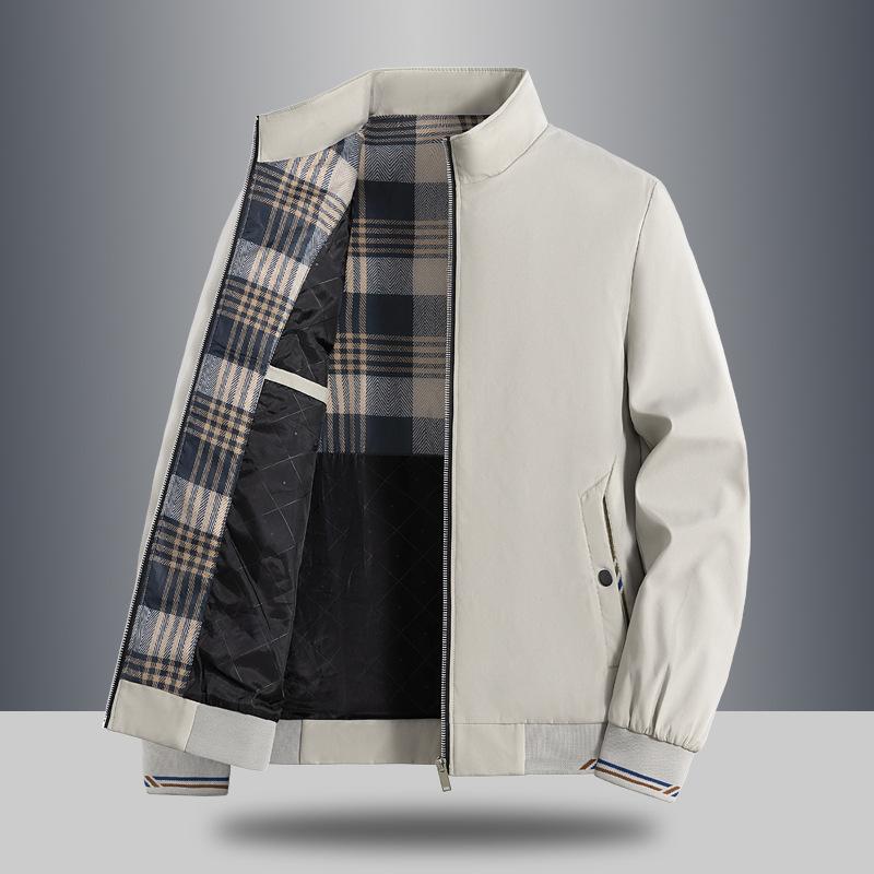 Large Men s Jacket Light Business Stand Up Collar Solid Color Men s Jacket Casual Versatile L бежевый