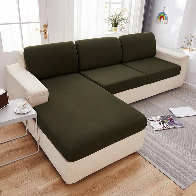 Solid Color Sofa Furniture Cushion Covers Used For Living Room Elastic Sofa Seat Cover Corner Couch Cover Slipcover Chair Protective Cover 1 /2 /3