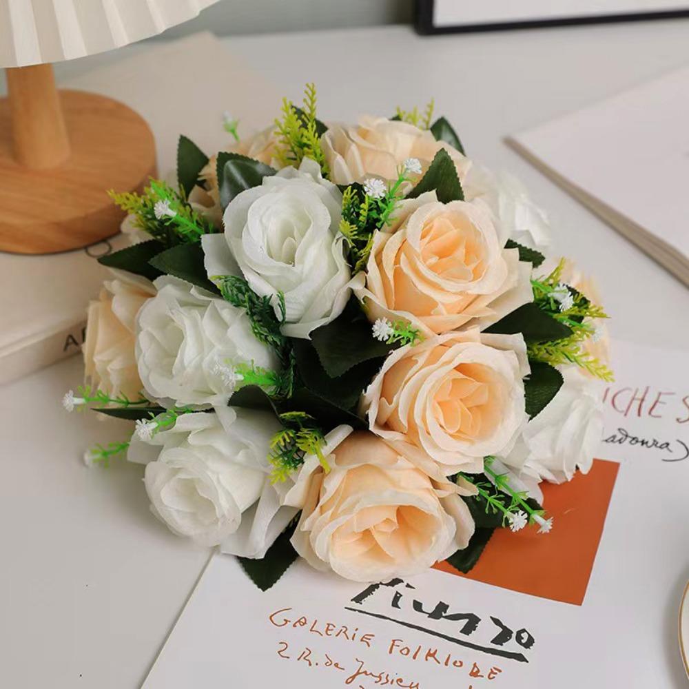 15 Heads Real Happy Flower Mini Photography Photo Gift Valentine's Day Flowers 10 Colors Rose Flowers Decorative Home Decorative