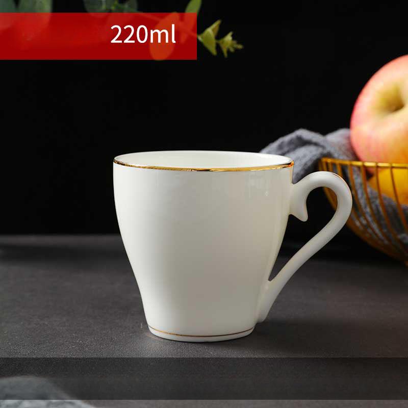 Bone China Coffee Mug with Gold Rim, 200-400ml Tea Cup with Handle White 1pc, for Espresso,Hot Cocoa,Cappuccino,Latte and Cold Drinks, Microwave Safe