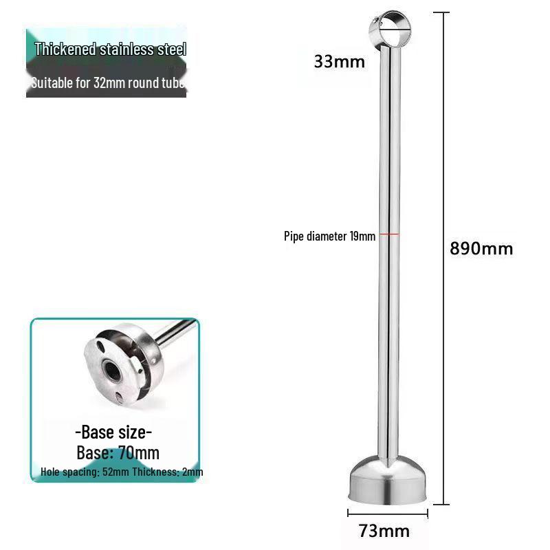 Extra Long Thick Stainless Steel Ceiling-Mounted Clothes Drying Rod Flange Bracket