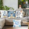 Home Decor Space-Themed Astronaut & Rocket Pillow Covers Pattern Cushion Cover Suitable For Sofa Bedroom Car Pillow Cover