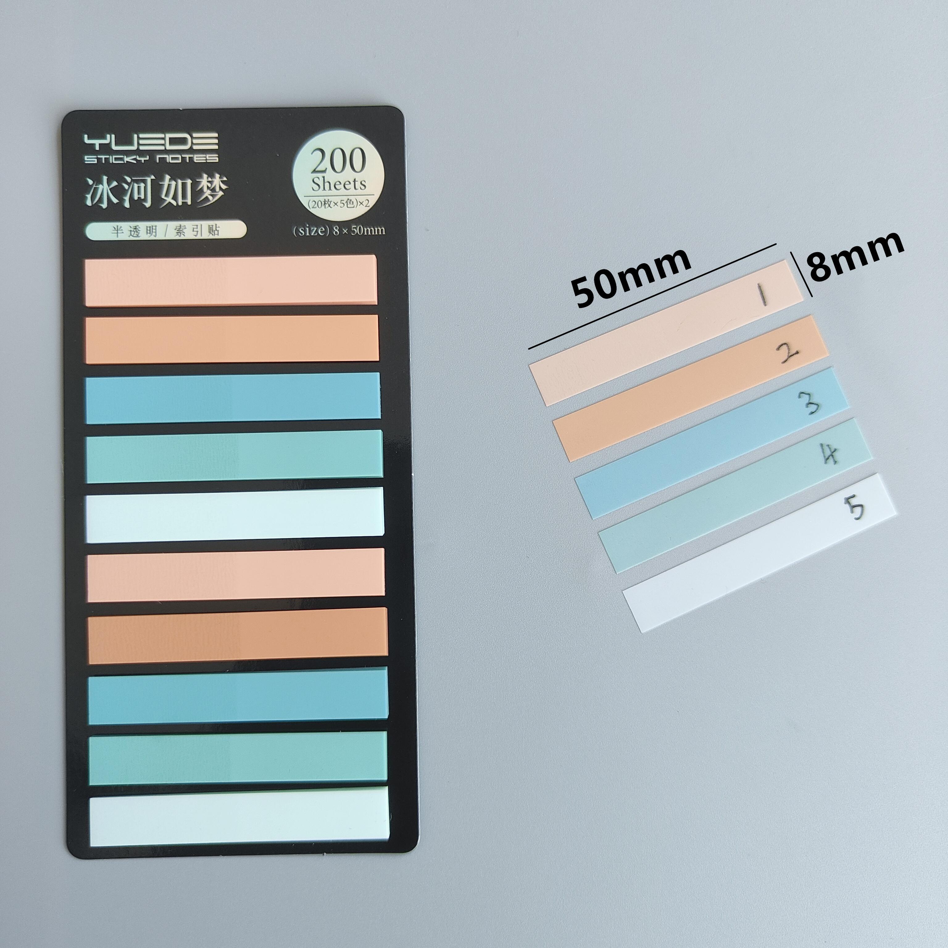 

200 Sheets Transparentes Sticky Notes Self-Adhesive Annotation Read Books Bookmarks Tabs Notepad Aesthetic Stationery