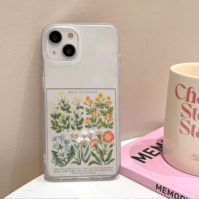 Vilda blommor iPhonefodral: Kompatibel med Apple 15/14/13/12/11/PRO/PROMAX/XSMAX/XR/XS/X.
