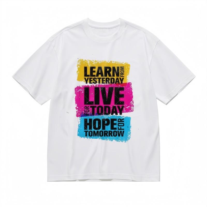 

Men s All-Season Classic T-Shirt Yellow Pink Blue Motivational Text Cotton Tee 4XL