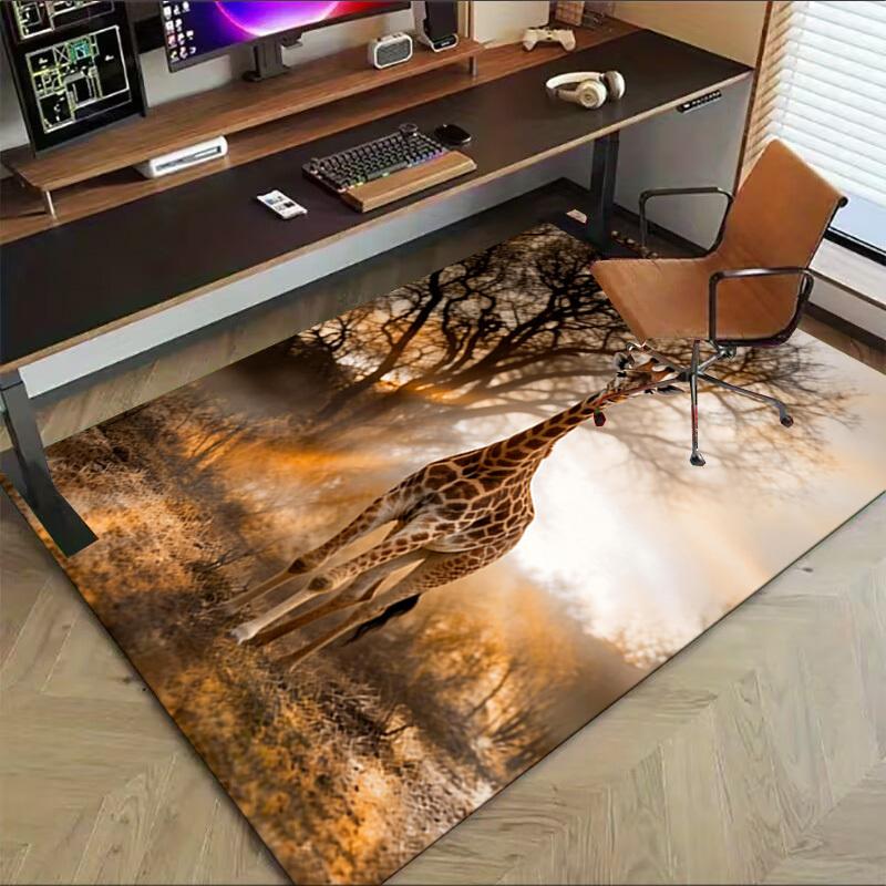 Giraffe Savannah Pattern Area Rug, Office Carpet Indoor Outdoor Entrance Doormat, Non-Slip Soft And Comfortable, Living Room, c122038