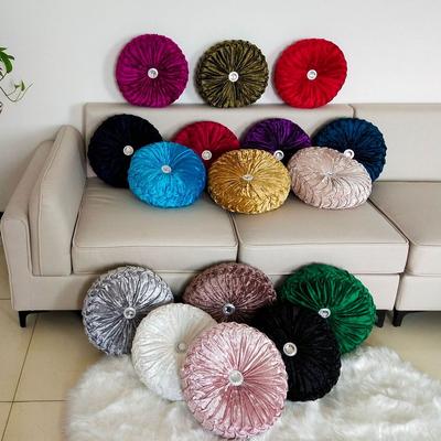 Plush Throw Pillow Nordic Pumpkin Throw Pillow with Diamond Solid Color Living Room Wheel Round Puddle Window Cushion Tatami