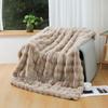 Tuscany Faux Rabbit Fur Bubble Fleece Blanket - Cozy Winter & Summer Sofa Throw