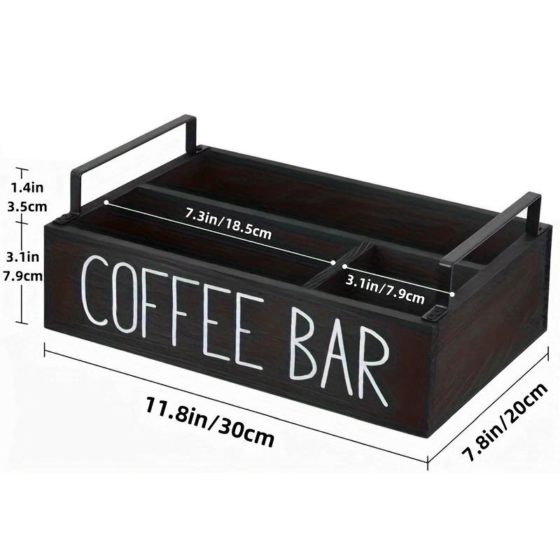 

Деревянный ящик для хранения кофе-бара, органайзер для кофейной станции, прочный ящик для хранения дома, аксессуары для кофе-бара чёрный