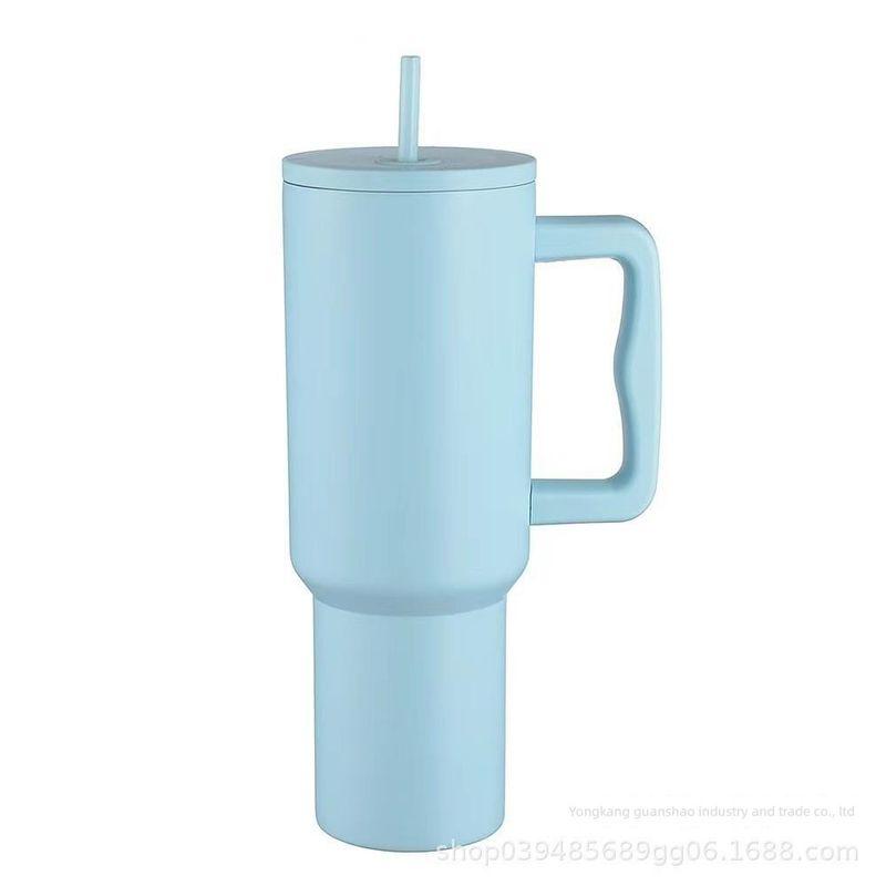 Cross-Border 304 Stainless Steel Leopard Print 40-Ounce Ice Cup with Handle and Straw, High-Quality Car-Mounted Large-Capacity Thermos Cup