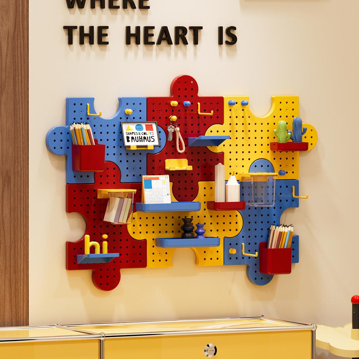 

Multi-Color No-Drill Wall-Mounted Pegboard Shelf – Ideal for Dorm, Kitchen & Bathroom Storage. жёлтый/красный