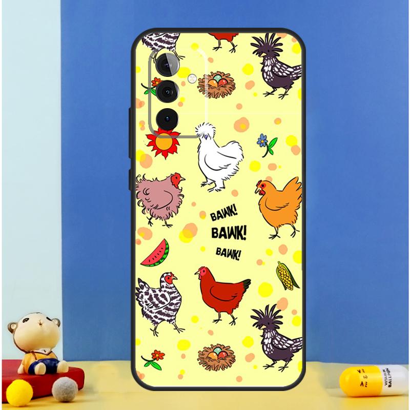 Cartoon Chicken Rooster Case For Samsung Galaxy A34 A14 A24 A15 A25 A12 A22 A32 A52 A51 A71 A13 A33 A53 A54 Cover