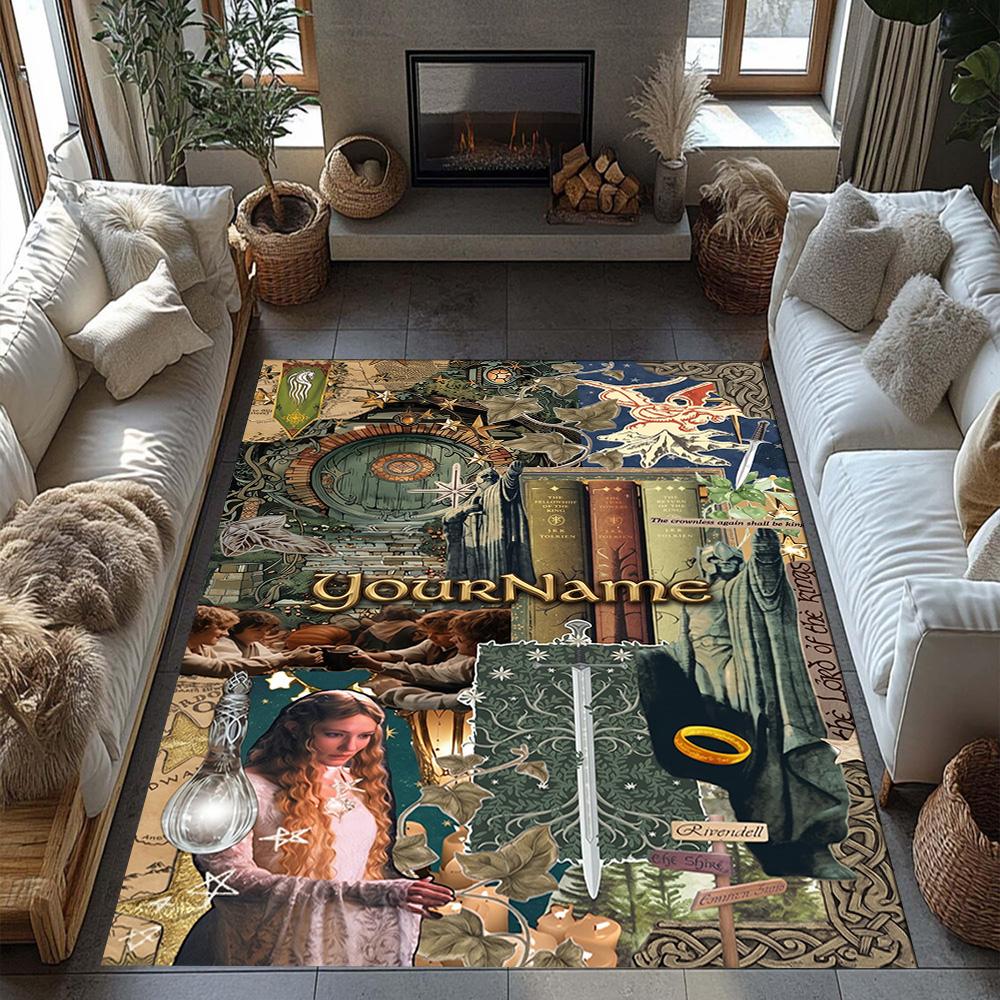 Gothic Illustrations Customize Your Name Floor Rug Office Rug Design for Dining Room Playrooms Outdoor Bedrooms Antislip Carpet Office home decor