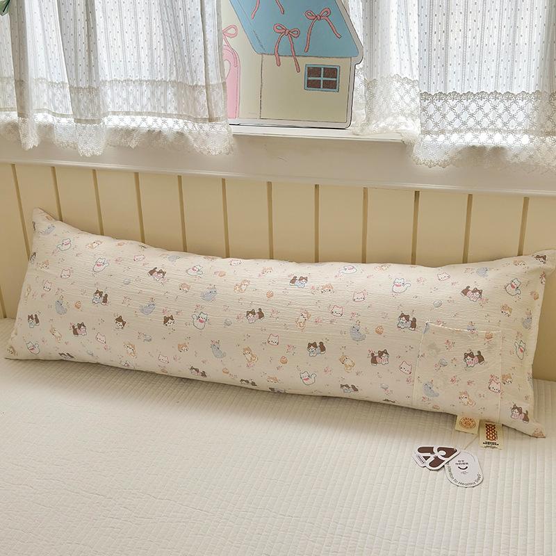Cartoon Print Pregnant Women Side Sleeper Leg Clamp Pillow Cute Long Body Pillow with Phone Pocket for Sofa Backrest Kids Room Cushion with Core