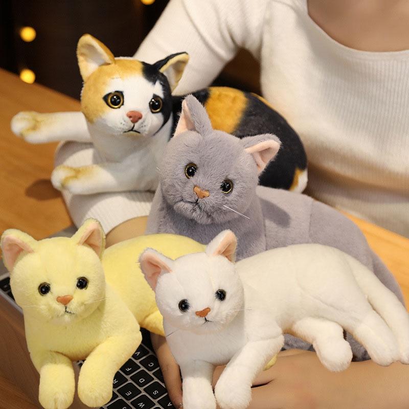 Cute And Cuddly Cat Plush Toy Realistic Animal Stuffed Doll For Kids Perfect Birthday Gift