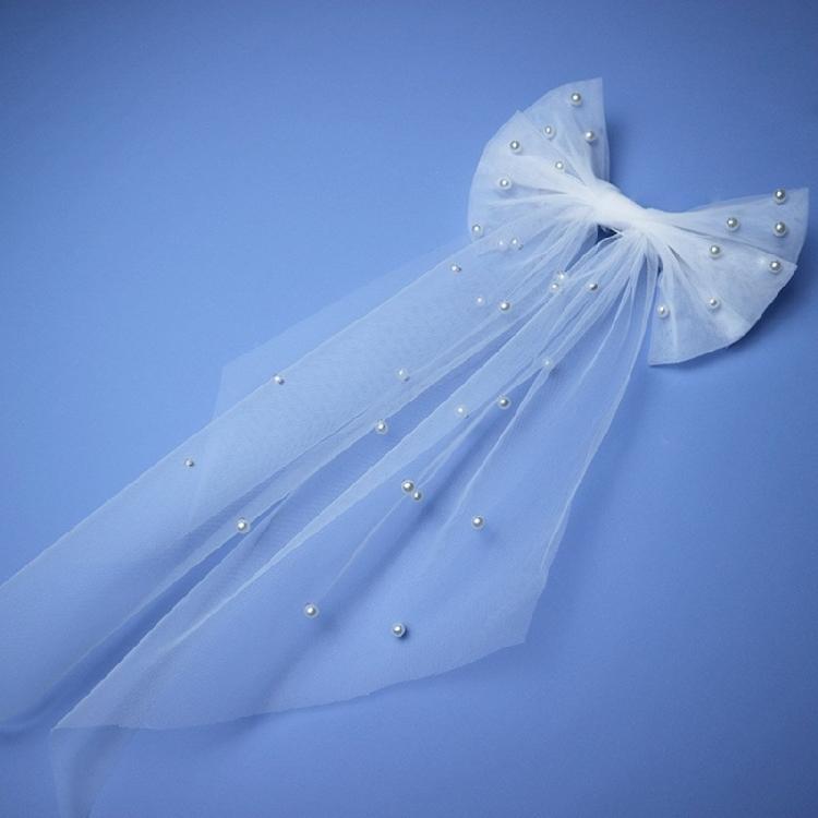 Wedding Veil Hair Clip Bride Veil DoubleLayer Bowknot Veil Bridal Headpieces