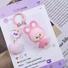 Resin Flocking Monchichi Keychain Cute Monkey Baby Trendy Keyring Cartoon Pendent Keys Bags Hanging Accessories Small Gifts