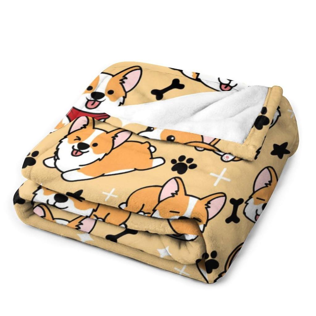 Süße Corgi Decke Welpenmuster Bettwäsche Super Weiche Leichte Flanelldecke