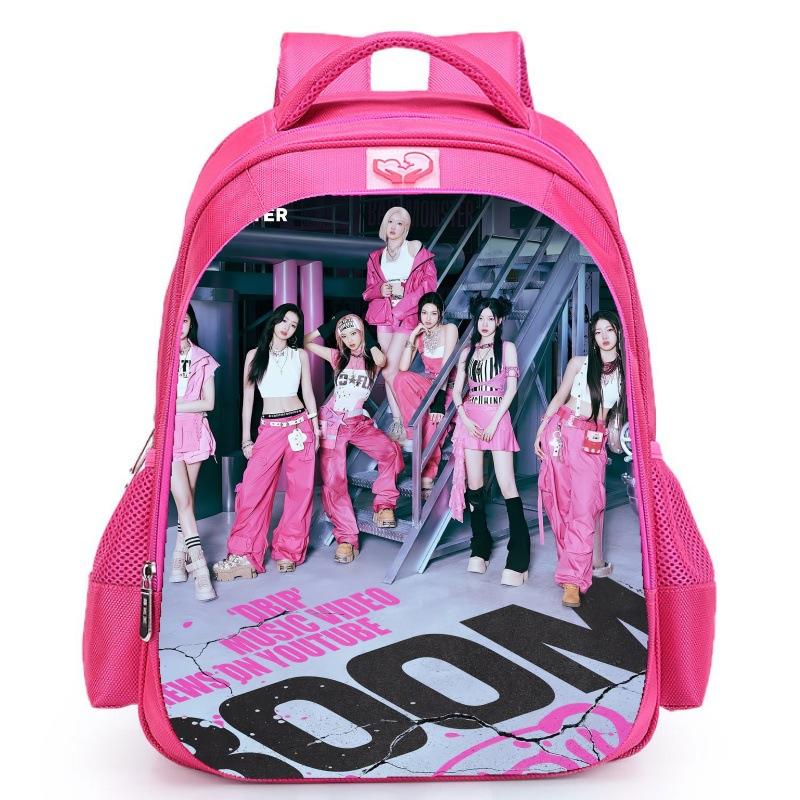 Babymonster Member Name Collage, Schoolbag, Elementary School Backpack, Korean Group Support Pink Backpack
