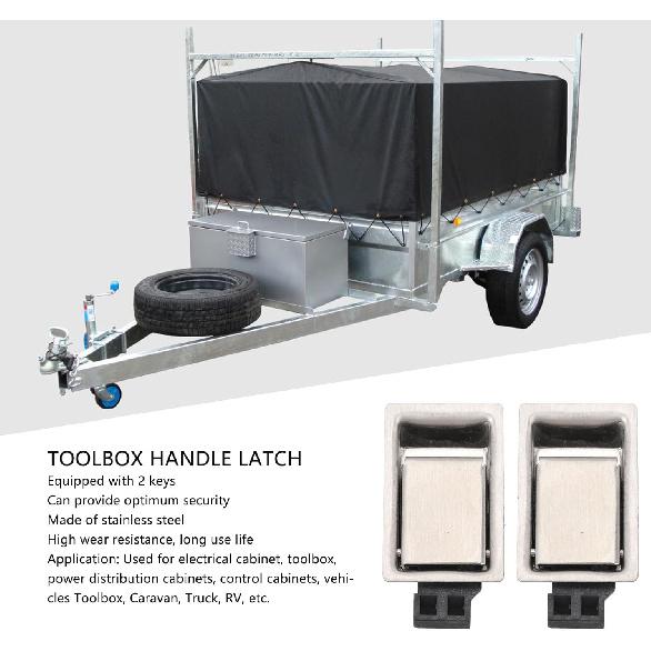 Pissente Toolbox Handle Latch Stainless Steel Flush Mount Paddle Lock, Truck Tool Box Latch for RV Boat Trailer