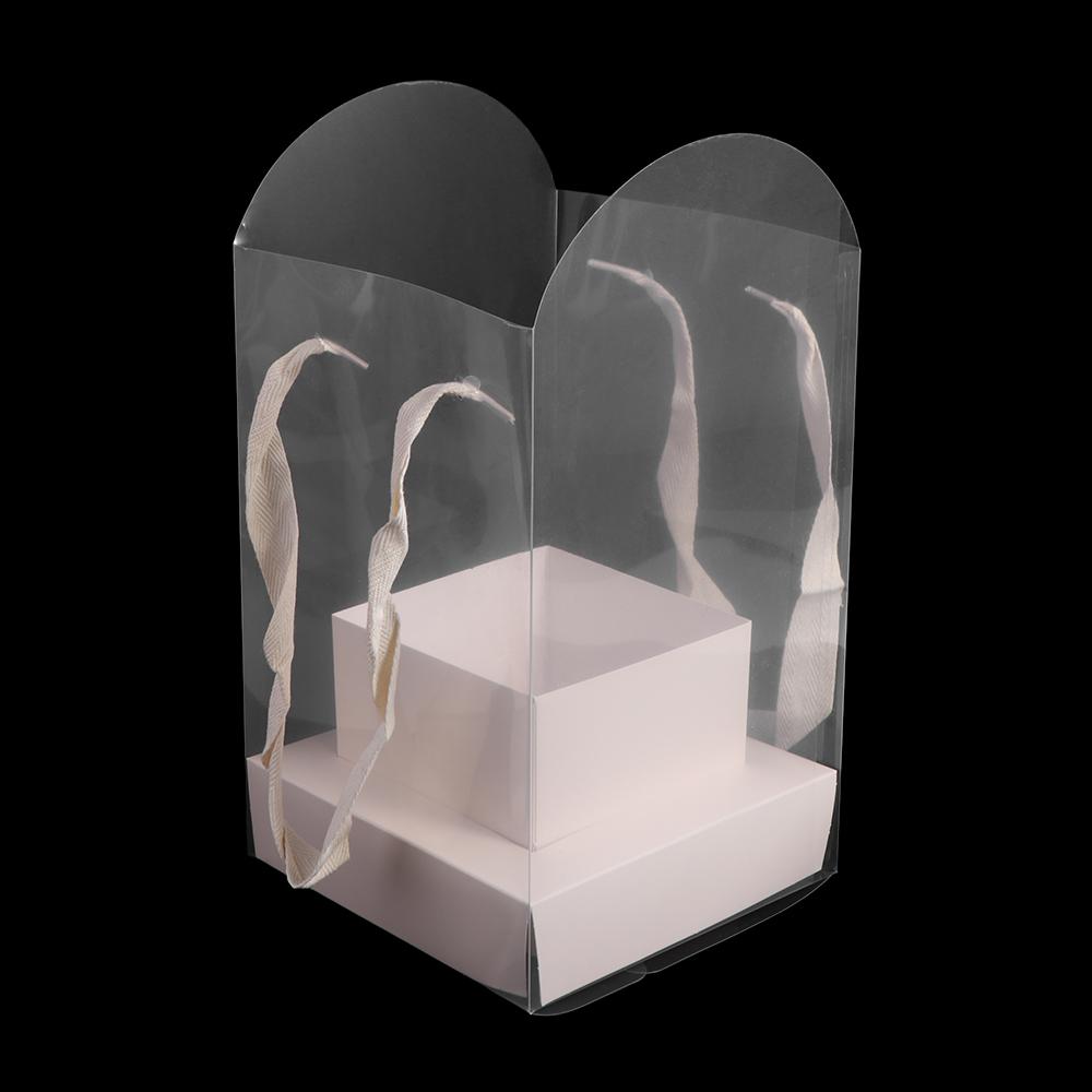 Transparent Handheld Flower Box Paper Box Handbag Bouquet Wrapping Bag Portable Packing Material Flower Bag Valentine Day