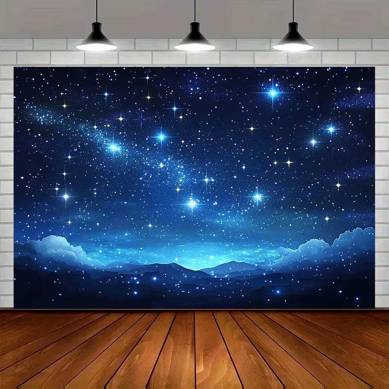 

Magical Night Sky Galaxy Backdrop Starry Mountain Photography Background for Studio Props 47.2x31.5inch/120*80cm