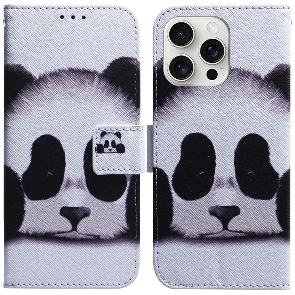 Etui portfelowe na iPhone 16 Pro Max ze wzorem, skórzane etui na telefon z nadrukiem