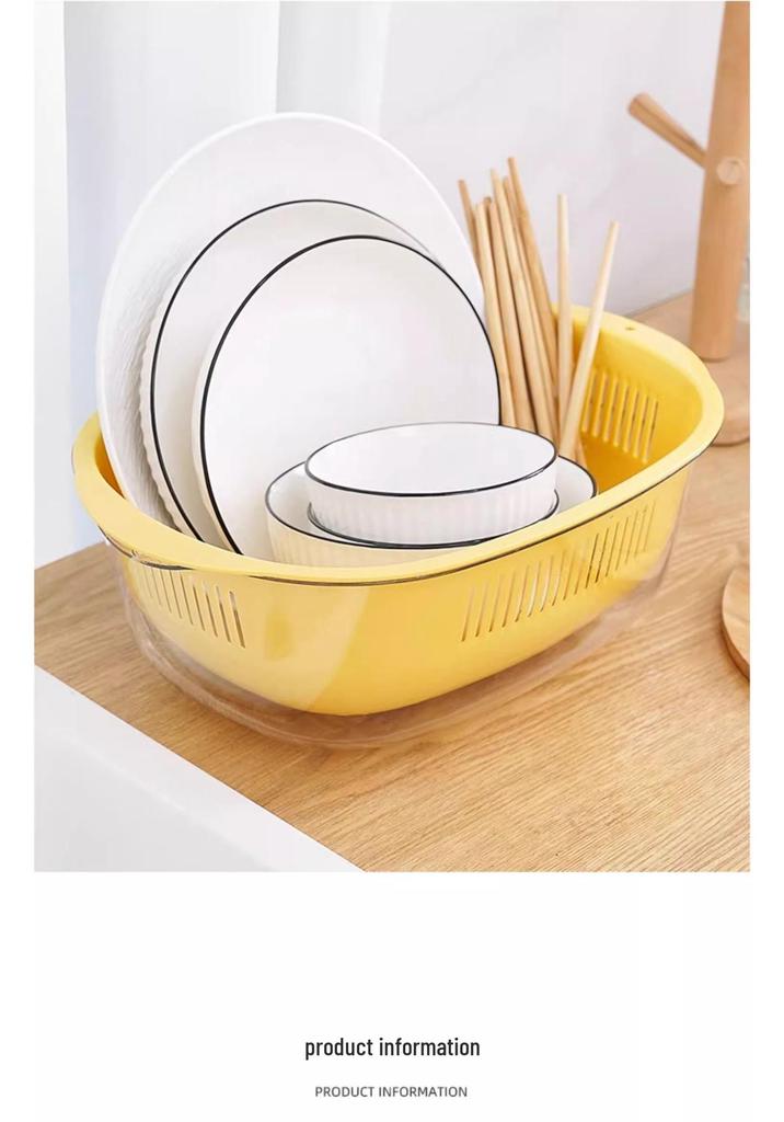 Multifunctional Double-Layer Vegetable & Fruit Washing Basket and Draining Bowl