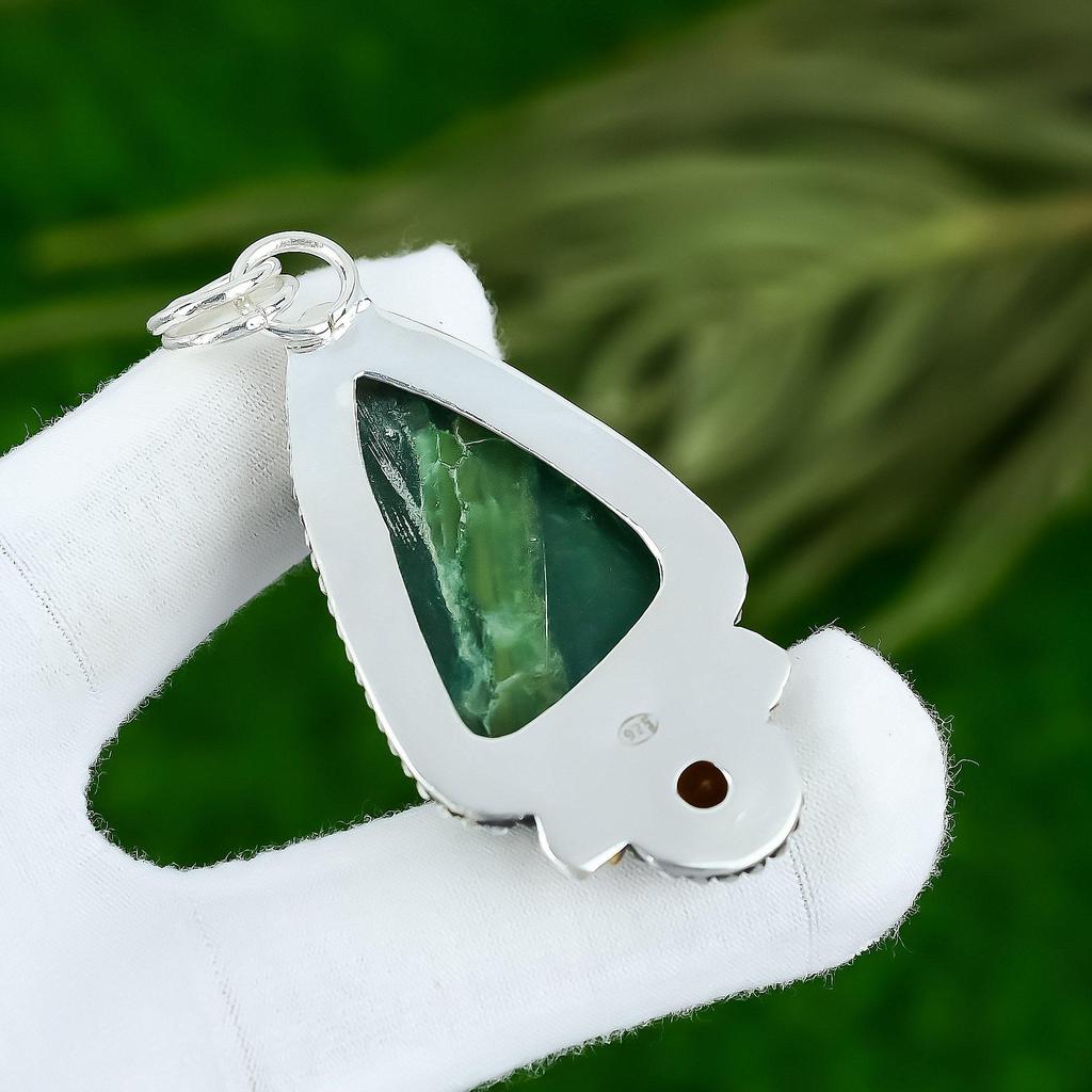 Friendship Day Sale Sterling Silver Russian Malachite Stone Citrine Wife Pendant