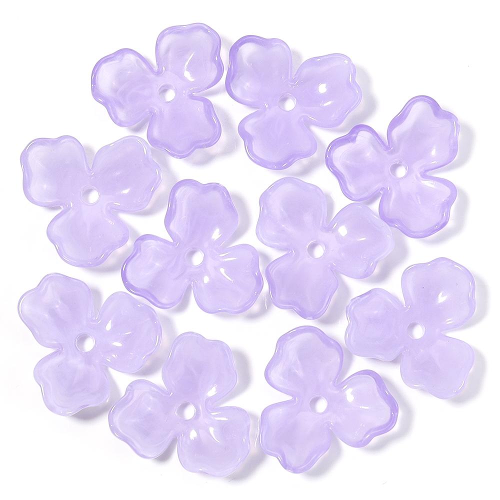 10pcs/lot Colorful Flower Acrylic Spacer Beads Three Petal Flower Loose Bead Caps For DIY Charms Earrings Necklace Accessories