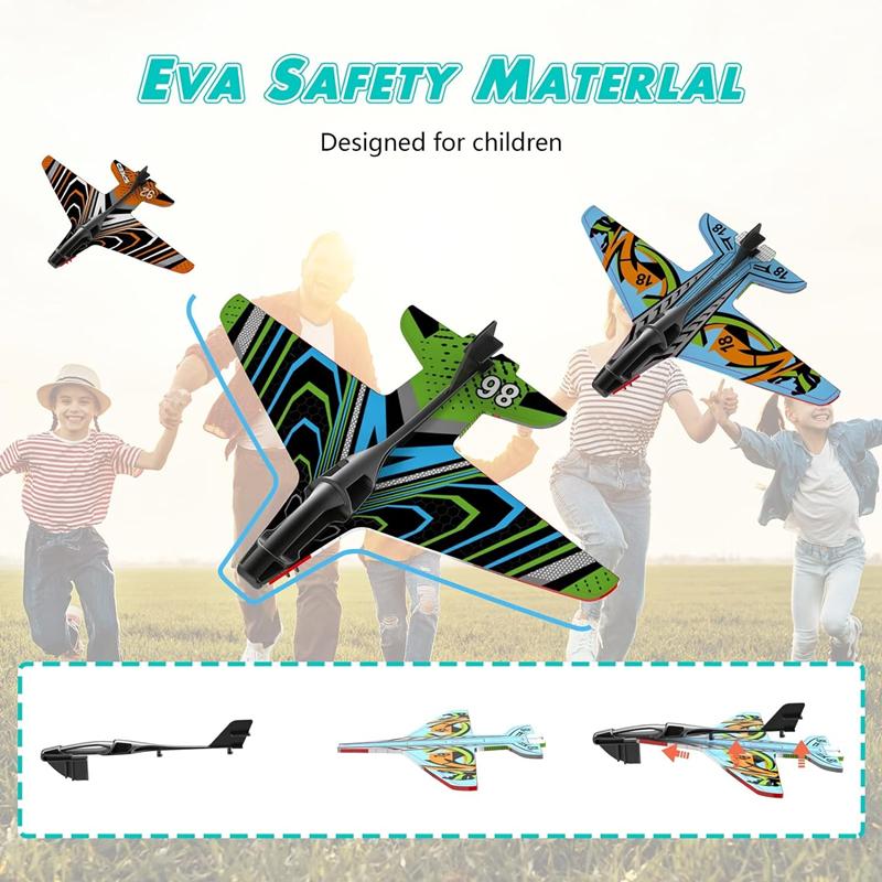 Outdoor Airplane Launcher Toys For Boys Catapult Gun Foam Glider Flying Plane Toy Summer Game Gifts For Kids Novelty & Gag Toys